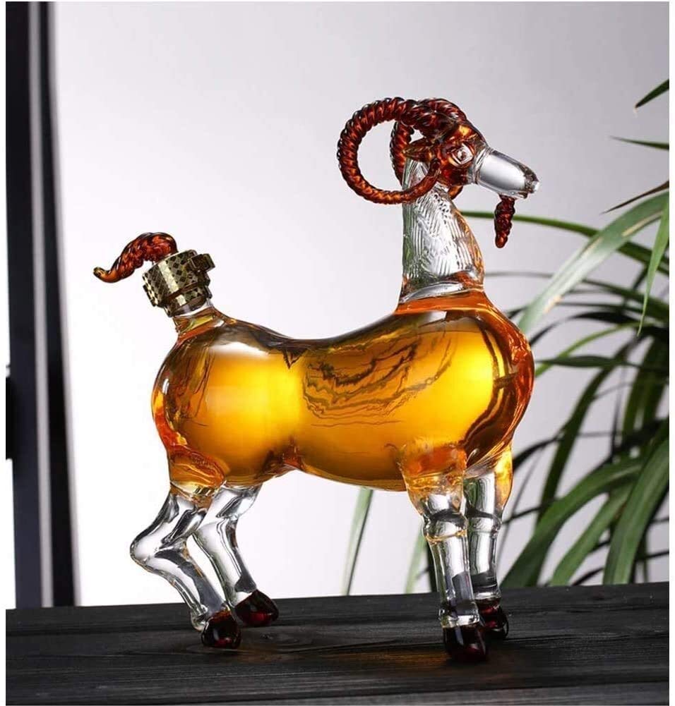 Amazon | 羊の形のデカンタ、ウイスキーボトル、ヤギガラスボトル動物
